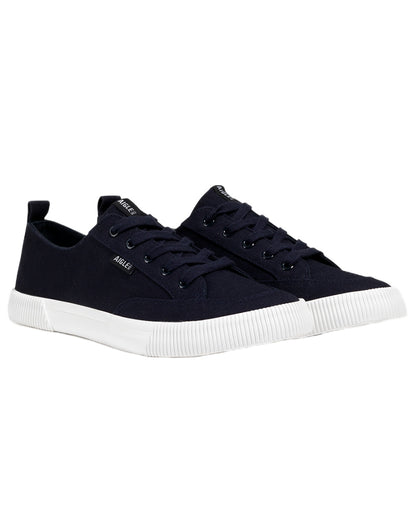 Dark Navy coloured Aigle Mens Tamarix Canvas Sneakers on white background 