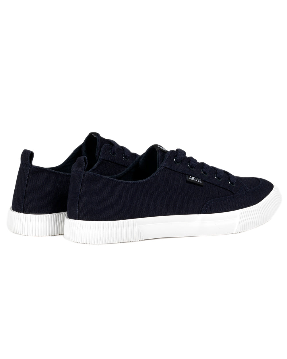 Dark Navy coloured Aigle Mens Tamarix Canvas Sneakers on white background 