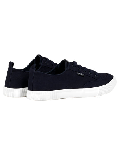 Dark Navy coloured Aigle Mens Tamarix Canvas Sneakers on white background 