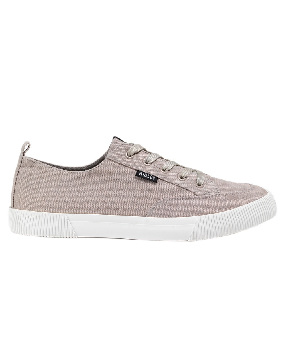 Sable coloured Aigle Mens Tamarix Canvas Sneakers on white background 
