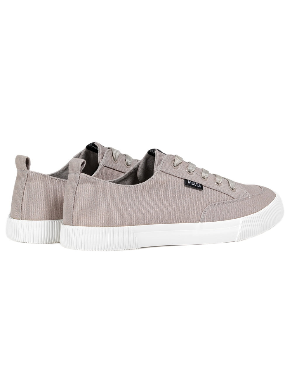 Sable coloured Aigle Mens Tamarix Canvas Sneakers on white background 
