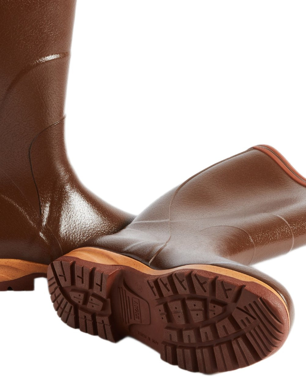 Maroon coloured Aigle Mens Tancar Pro Kevlar Reinforced Wellingtons on white background 