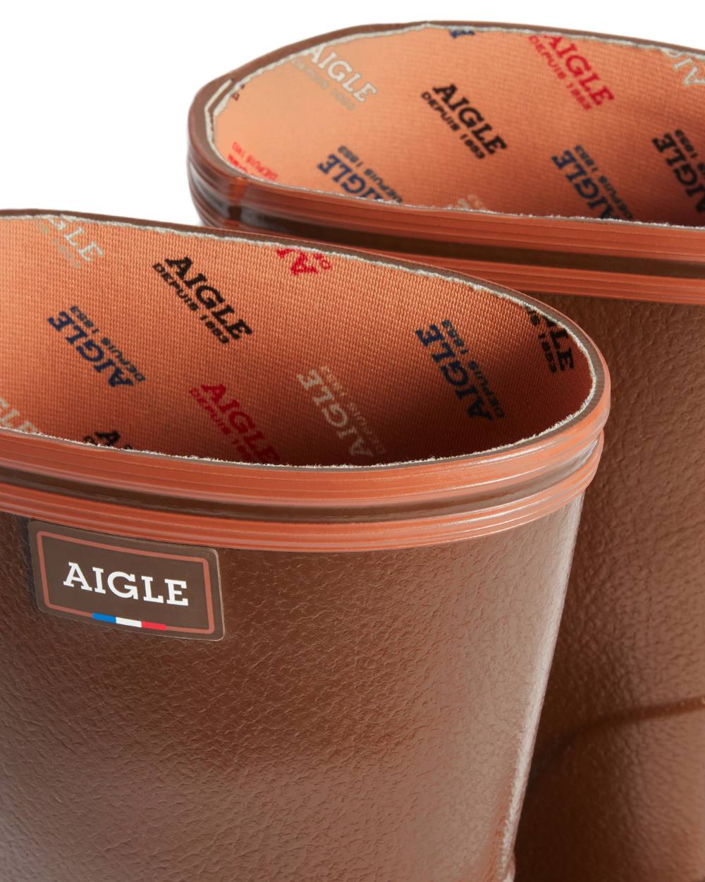 Maroon coloured Aigle Mens Tancar Pro Kevlar Reinforced Wellingtons on white background 
