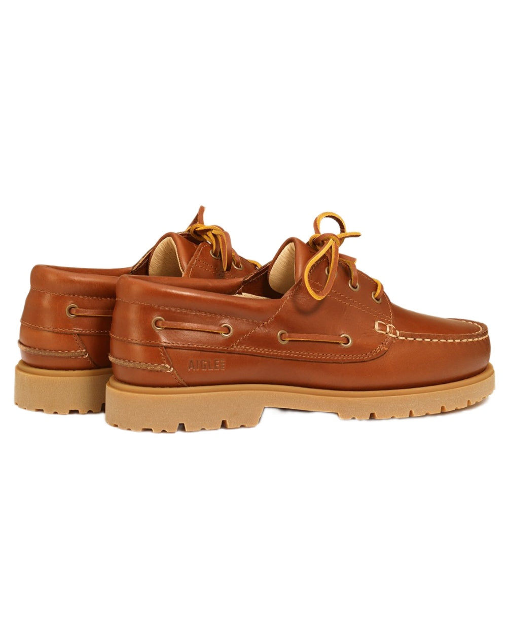 Acajou coloured Aigle Mens Tarmac Lace-Up Loafer Shoes on white background 