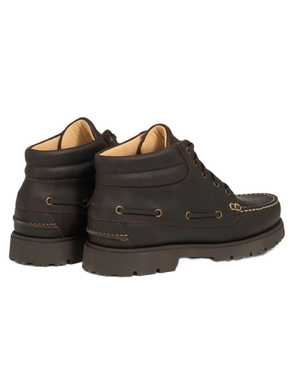 Maroon coloured Aigle Mens Tarmac Mid 2 Lace Up Loafer Shoes on white background 