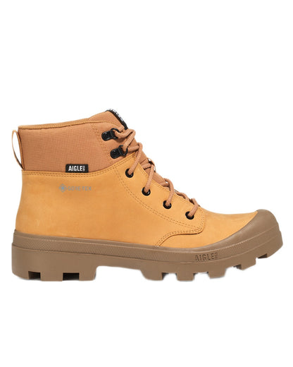 Ocre coloured Aigle Mens Tenere LTR GTX Hiking Boots on white background 