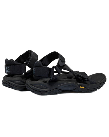 Noir coloured Aigle Mens Trail Sandal With Vibram Outsole on white background 