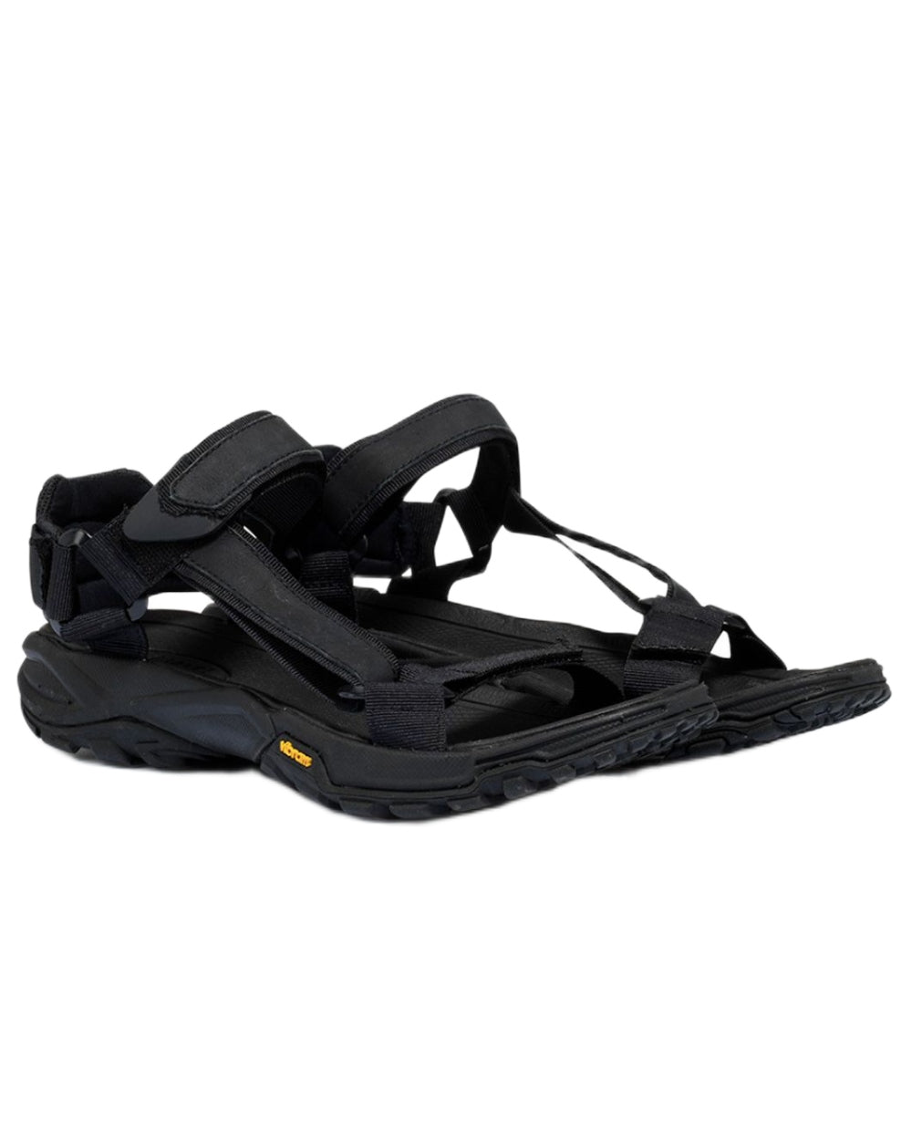 Noir coloured Aigle Mens Trail Sandal With Vibram Outsole on white background 