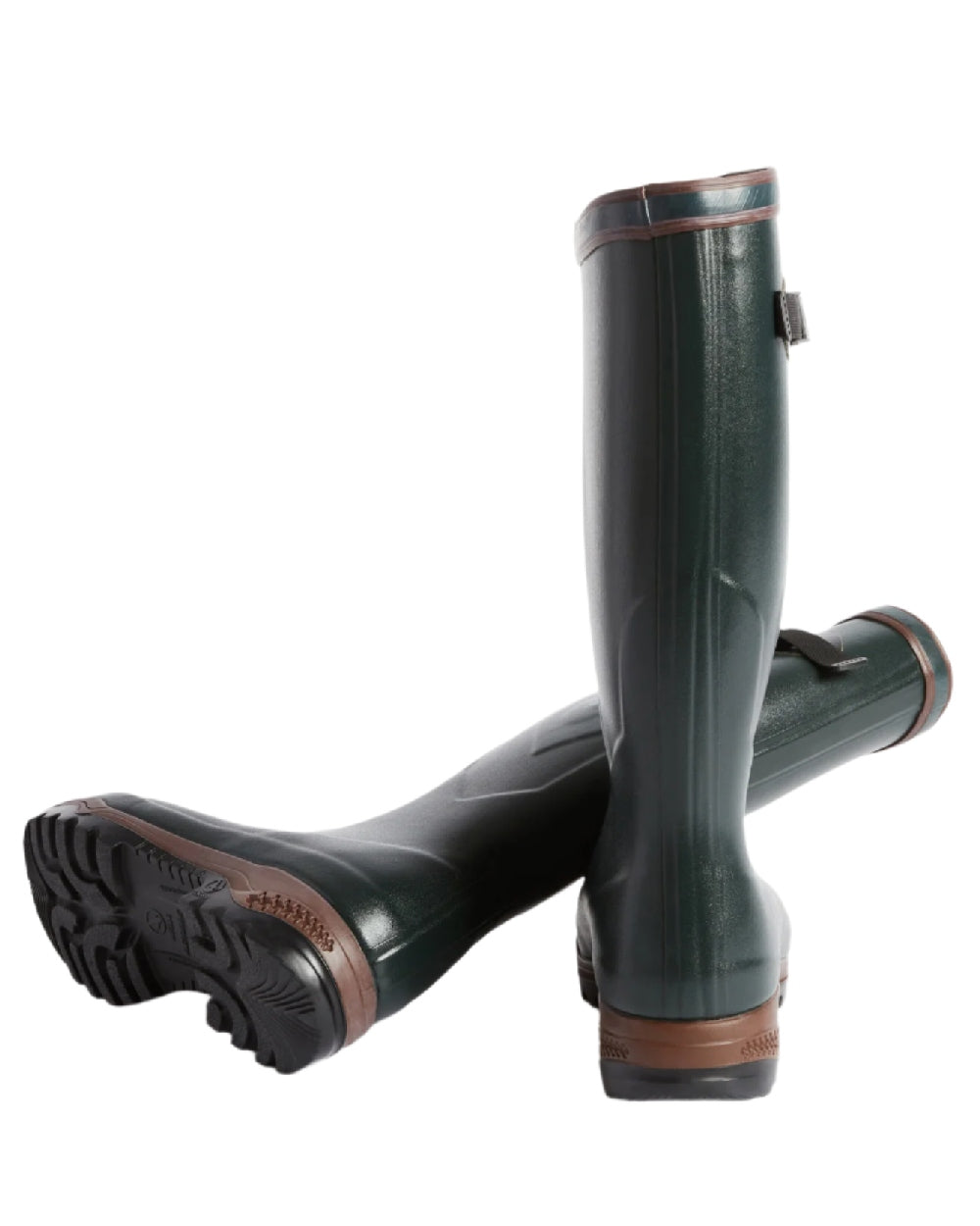 Bronze coloured Aigle Parcours 2 ISO Wellington Boots on white background 