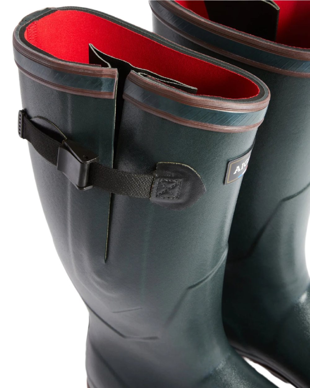 Bronze coloured Aigle Parcours 2 ISO Wellington Boots on white background 