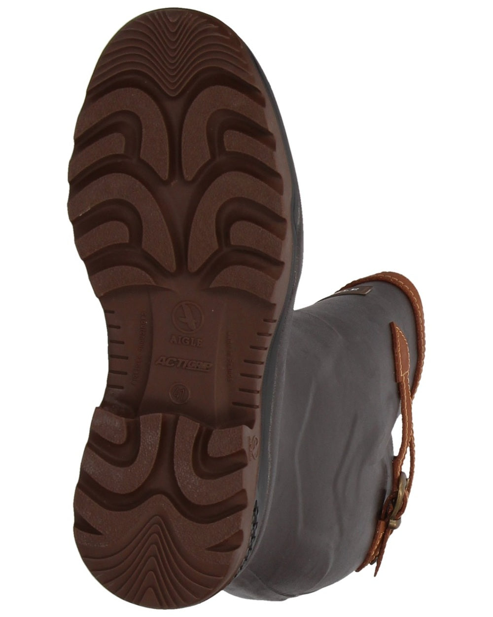 Dark Brown Coloured Aigle Parcours 2 Signature Wellingtons On A White Background