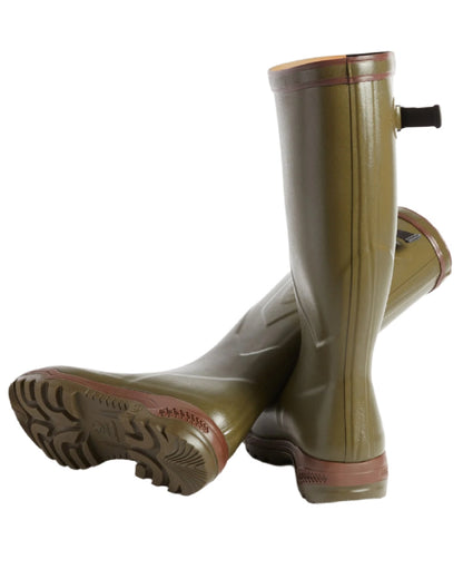 Kaki coloured Aigle Parcours 2 Vario Wellington Boots on white background 