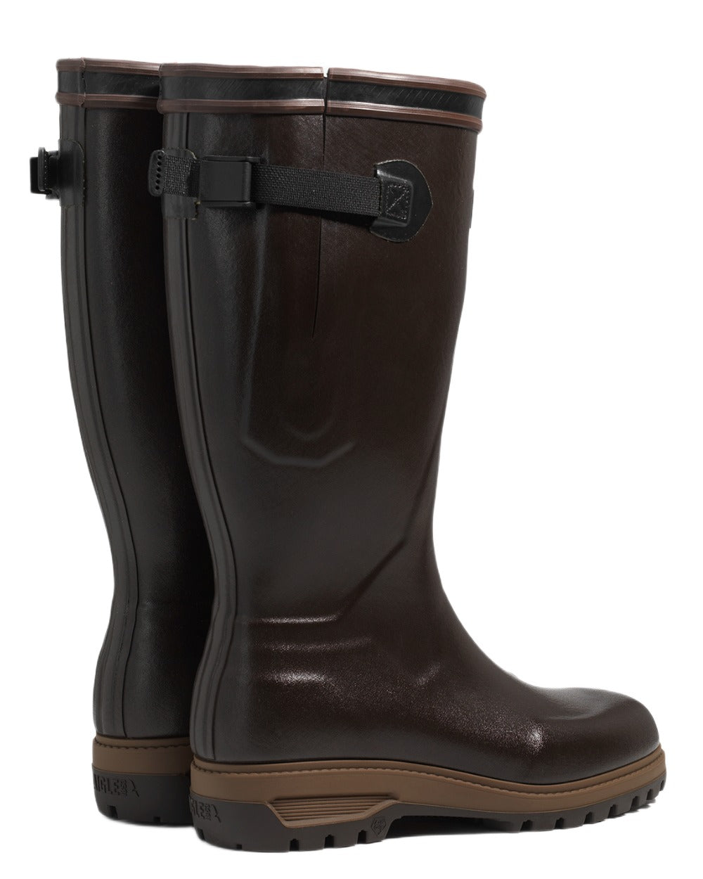 Brun coloured Aigle Parcours 3.0 Neomesh Lining Wellingtons on white background 