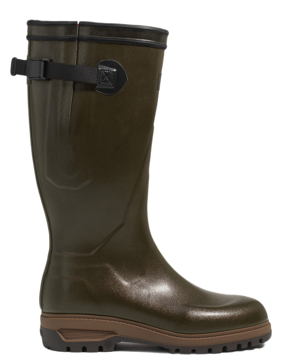Vert Olive coloured Aigle Parcours 3.0 Neomesh Lining Wellingtons on white background 