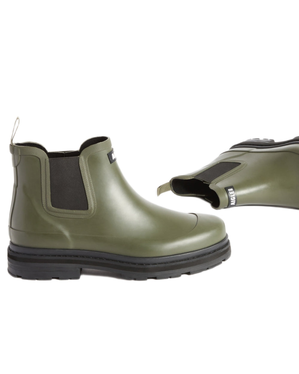 Avocat coloured Aigle Soft Rain 2 Ankle Boots on white background 