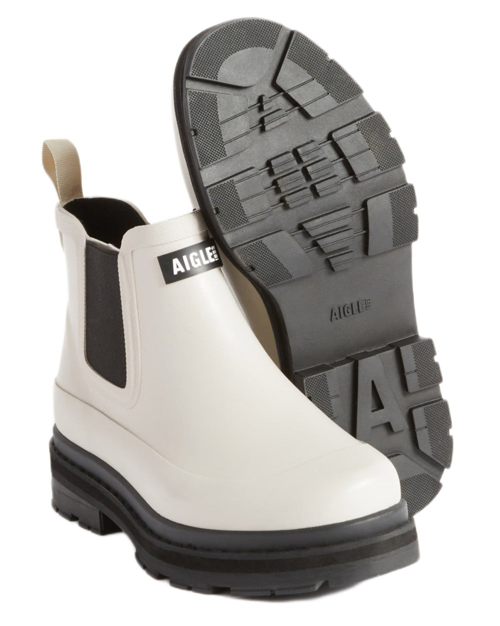 Sable coloured Aigle Soft Rain 2 Ankle Boots on white background 