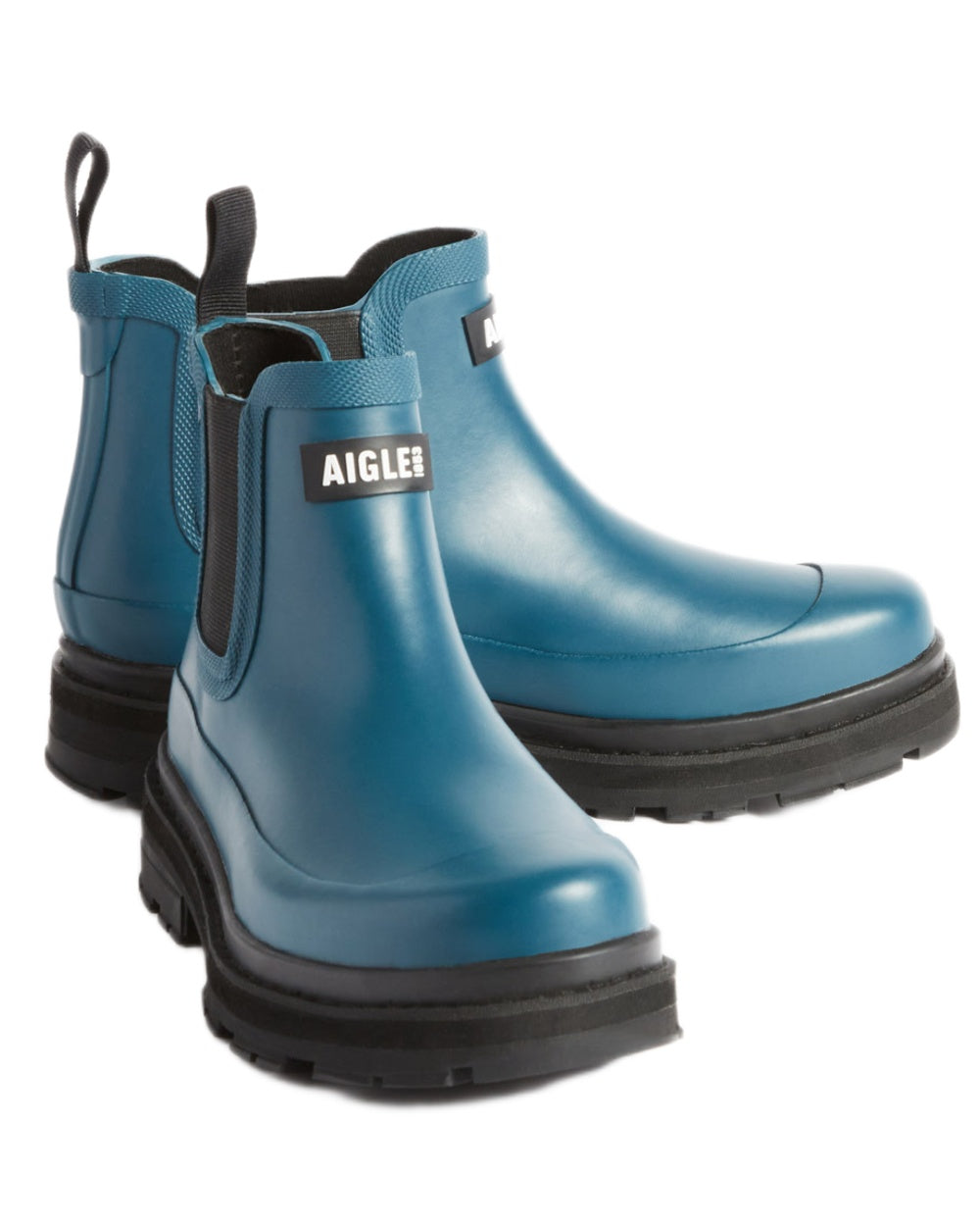 Storm Blue coloured Aigle Soft Rain 2 Ankle Boots on white background 