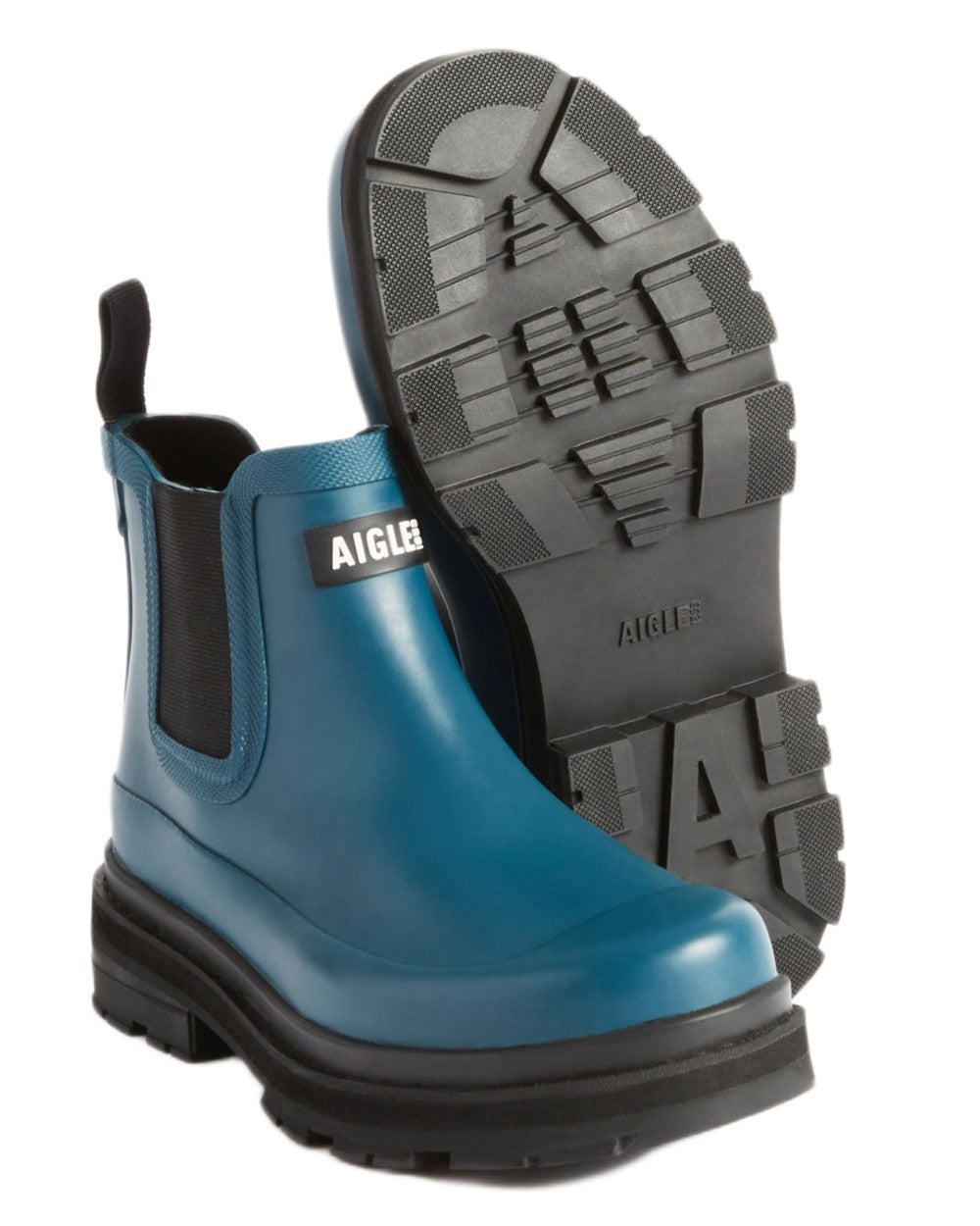Storm Blue coloured Aigle Soft Rain 2 Ankle Boots on white background 
