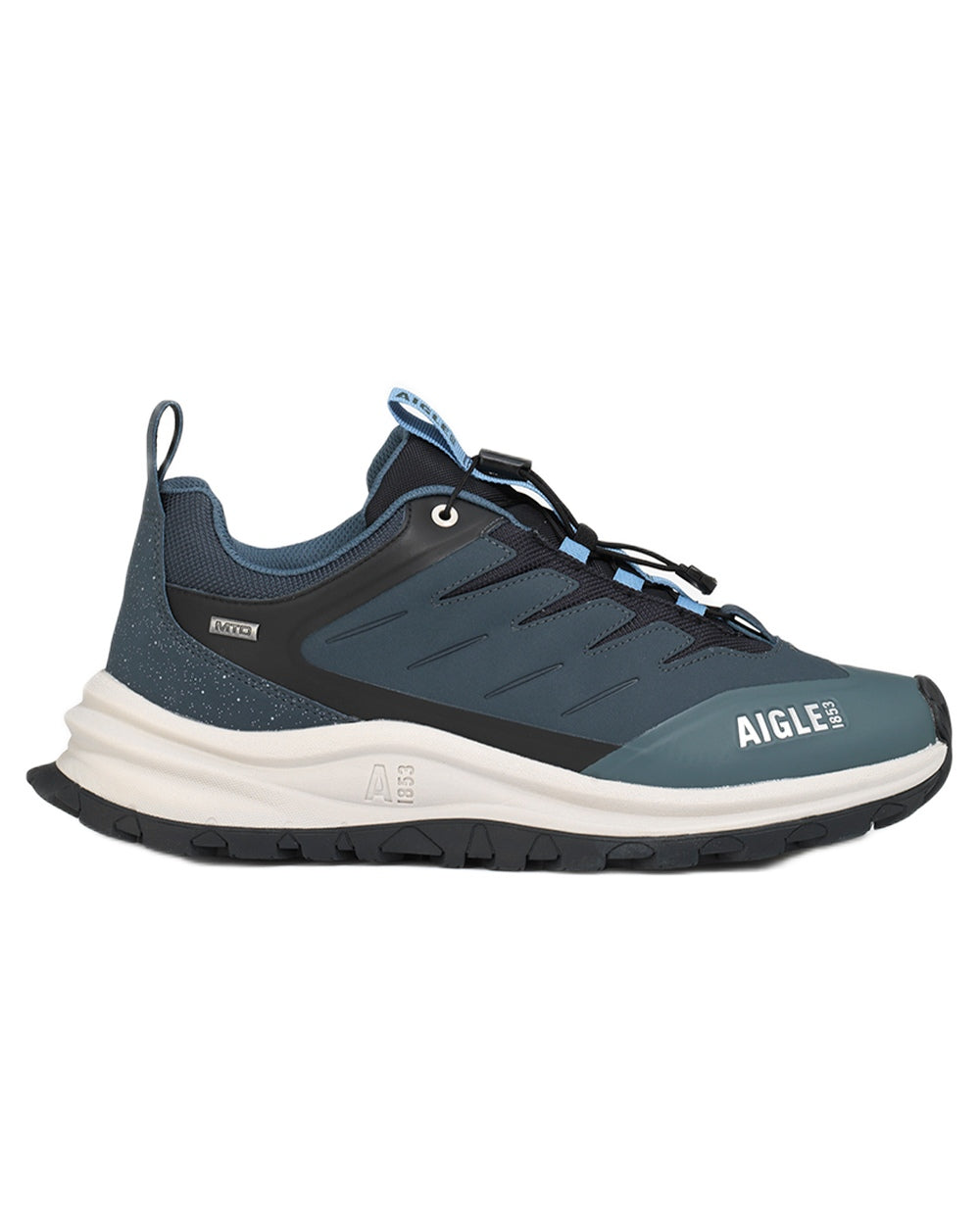 Carbone coloured Aigle Trekkix Low Rise MTD Trekking Shoes on white background 