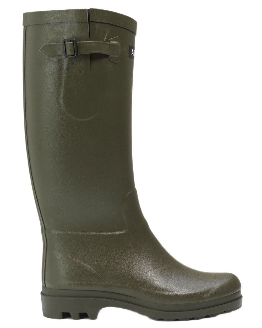 Khaki coloured Aigle Womens Aiglentine 2 Wellingtons on white background 