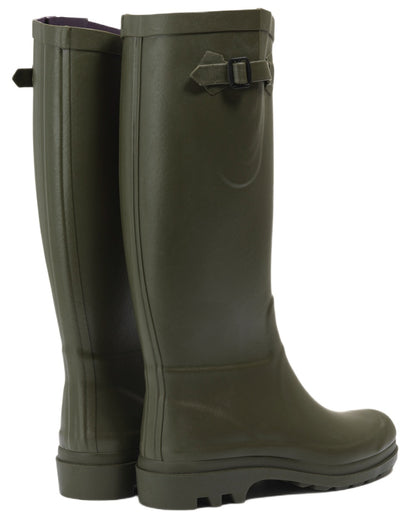 Khaki coloured Aigle Womens Aiglentine 2 Wellingtons on white background 