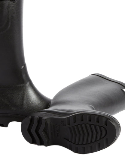 Noir coloured Aigle Womens Aiglentine 2 Wellingtons on white background 