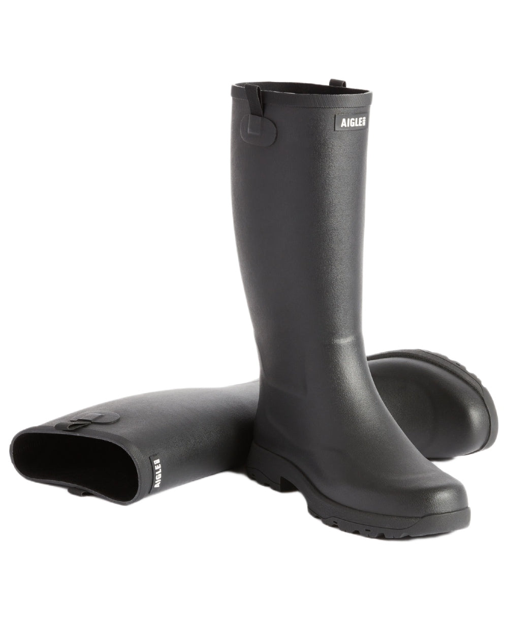 Black coloured Aigle Womens Alya High Leisure Boots on white background 