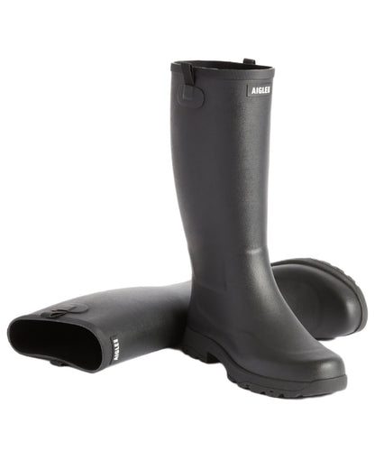 Black coloured Aigle Womens Alya High Leisure Boots on white background 