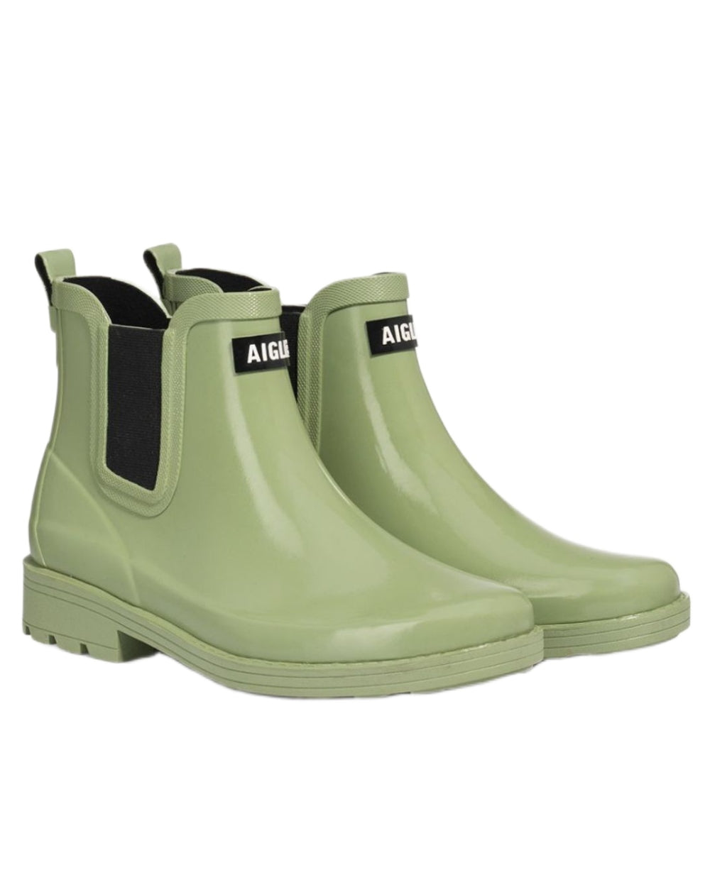 Amande coloured Aigle Womens Carville 2 Rain Ankle Boots on white background 