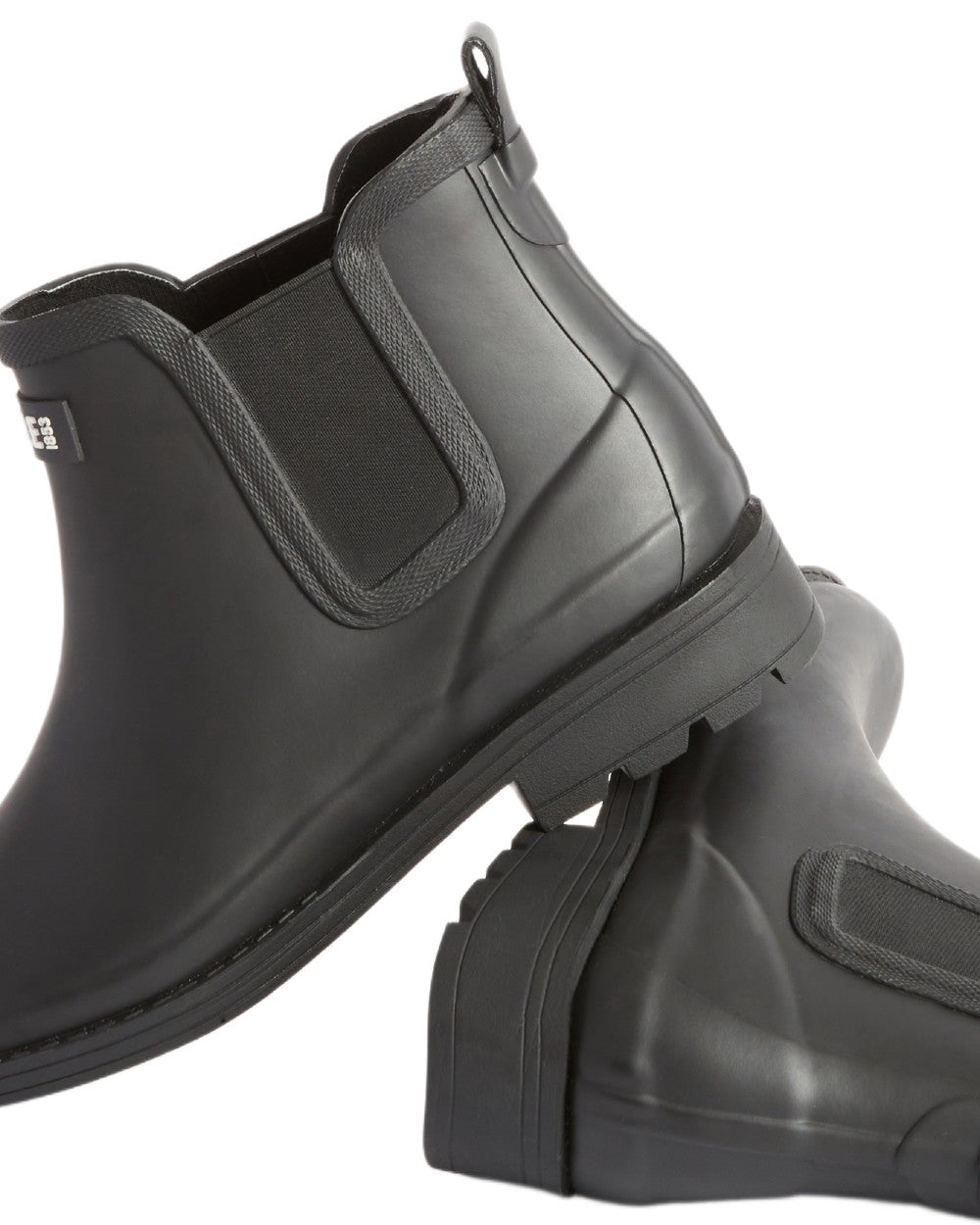 Noir coloured Aigle Womens Carville 2 Rain Ankle Boots on white background 