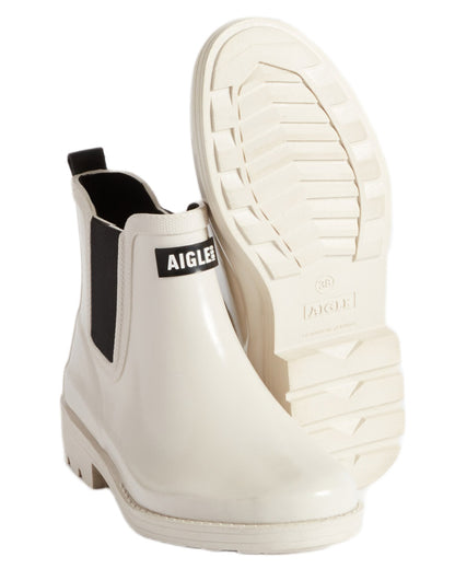 Sable coloured Aigle Womens Carville 2 Rain Ankle Boots on white background 