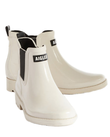 Sable coloured Aigle Womens Carville 2 Rain Ankle Boots on white background 