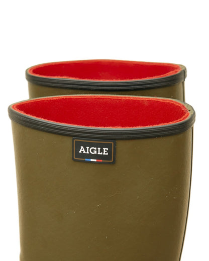 Khaki coloured Aigle Womens Chamb Neomesh Work Boots on white background 