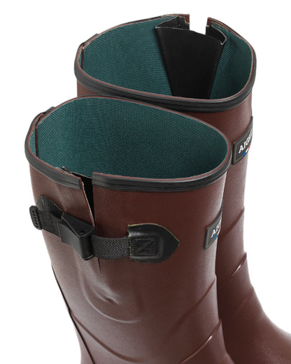 Sureau coloured Aigle Womens Chambord Var Wellingtons on white background 