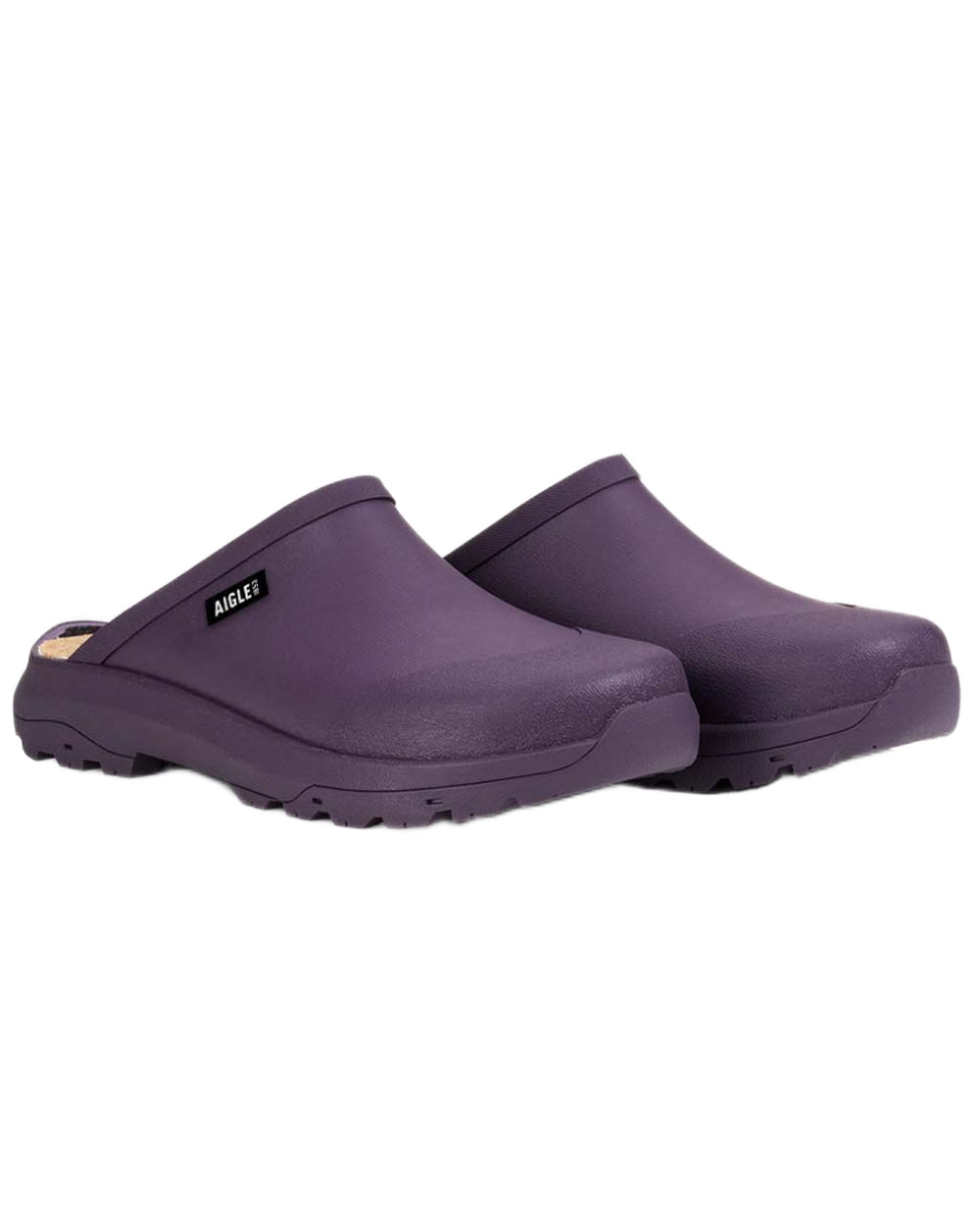 Wine coloured Aigle Womens Corlay Clogs on white background 