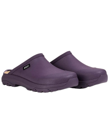 Wine coloured Aigle Womens Corlay Clogs on white background 