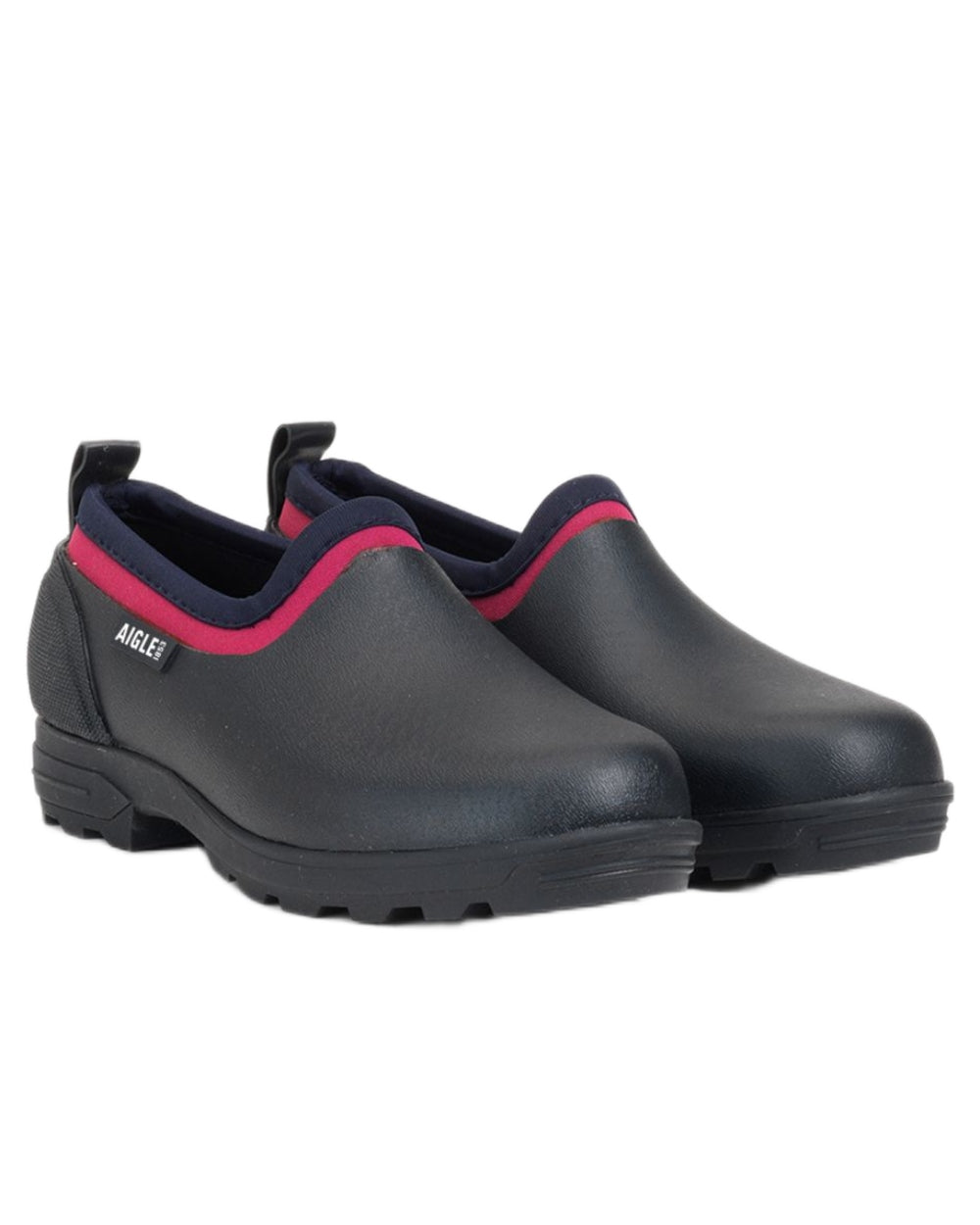 Marine coloured Aigle Womens Dual-Material Closed Clogs on white background 