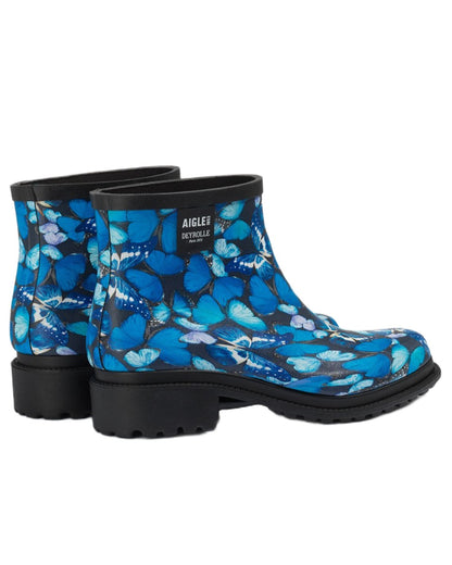 Morpho Print coloured Aigle Womens Fulfeel Low Printed Ankle Boots on white background 