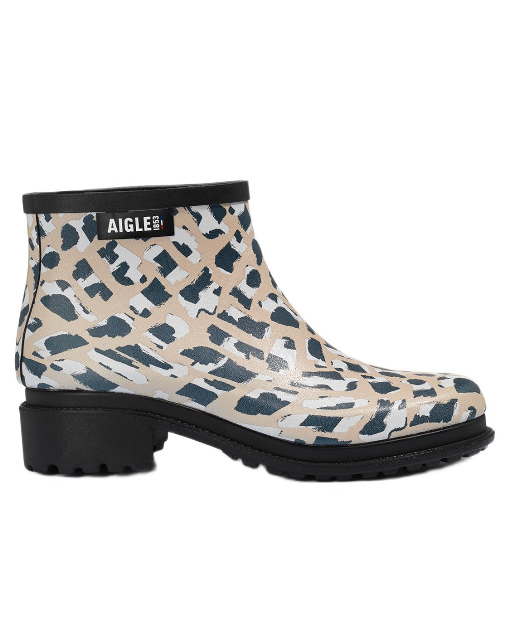 Osier Print coloured Aigle Womens Fulfeel Low Printed Ankle Boots on white background 