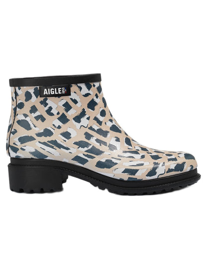 Osier Print coloured Aigle Womens Fulfeel Low Printed Ankle Boots on white background 