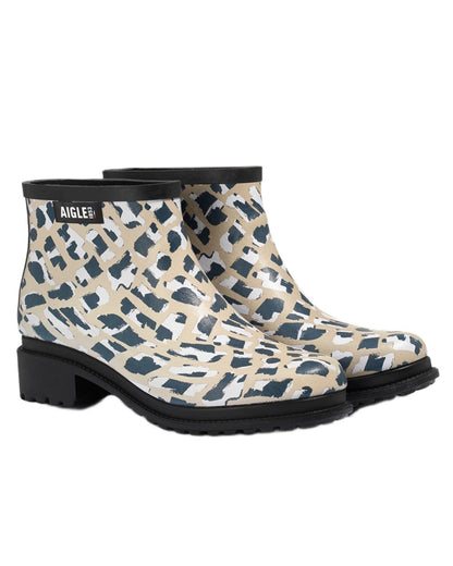 Osier Print coloured Aigle Womens Fulfeel Low Printed Ankle Boots on white background 