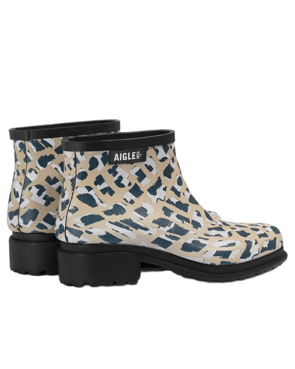 Osier Print coloured Aigle Womens Fulfeel Low Printed Ankle Boots on white background 