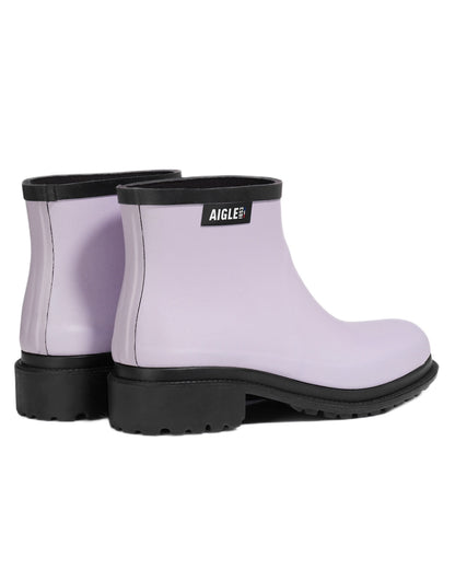 Dark Lilac FFL coloured Aigle Womens Fulfeel Low Rain Ankle Boots on white background 