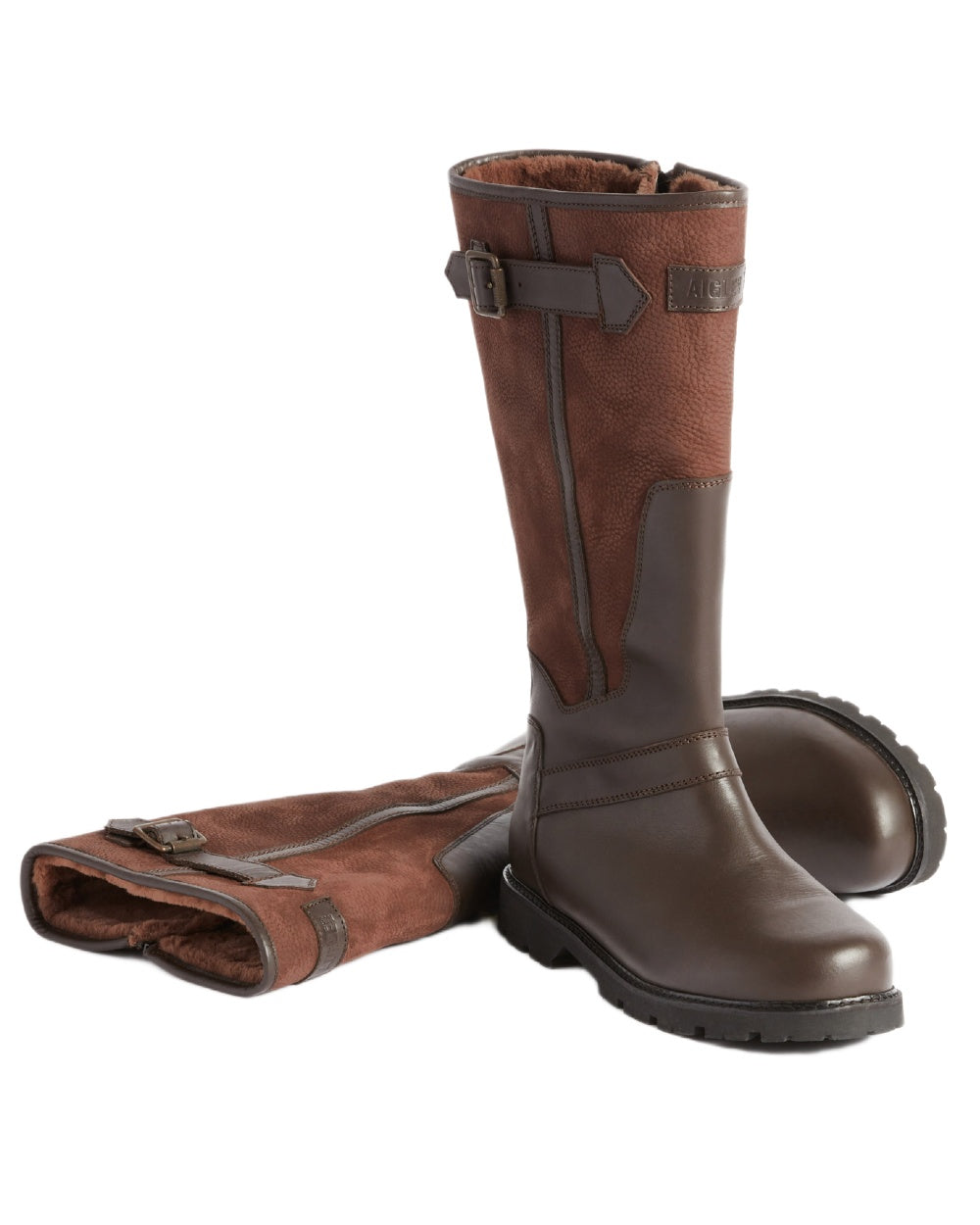 Dark Brown coloured Aigle Womens Inverss Gore-Tex Leather Boots on white background 
