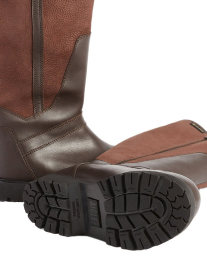 Dark Brown coloured Aigle Womens Inverss Gore-Tex Leather Boots on white background 