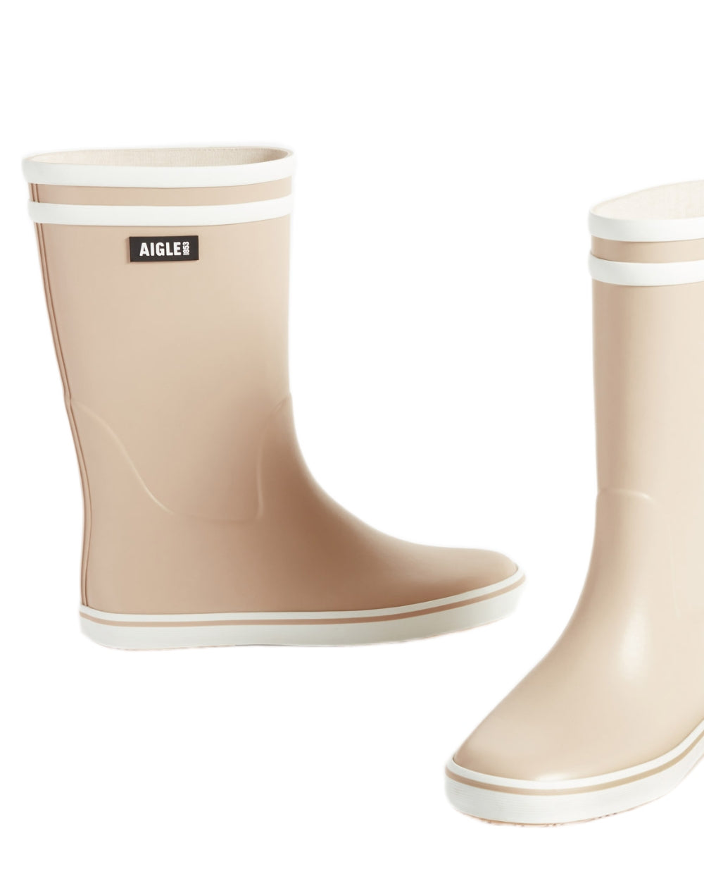 Sable coloured Aigle Womens Malounie 2 Ankle Wellingtons on white background 