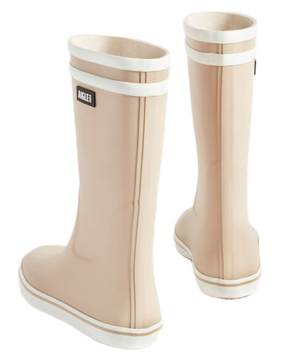 Sable coloured Aigle Womens Malounie 2 Ankle Wellingtons on white background 