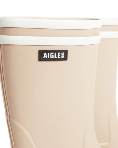 Sable coloured Aigle Womens Malounie 2 Ankle Wellingtons on white background 