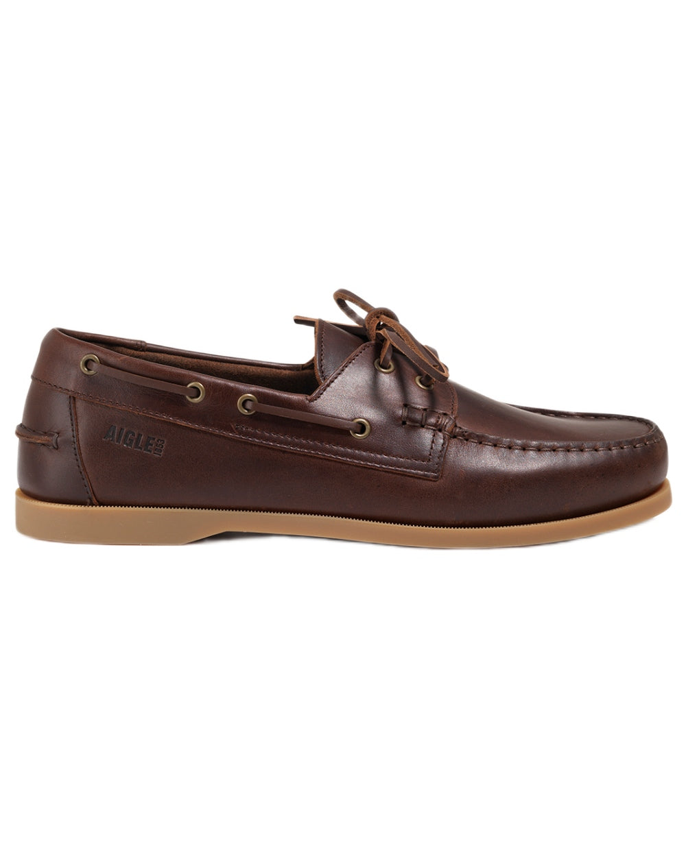 Maroon coloured Aigle Womens Nubila Leather Deck Shoes on white background 