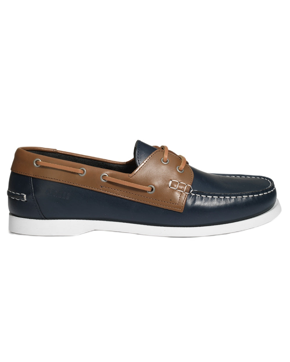 Marine Maroon coloured Aigle Womens Nubila Leather Deck Shoes on white background 